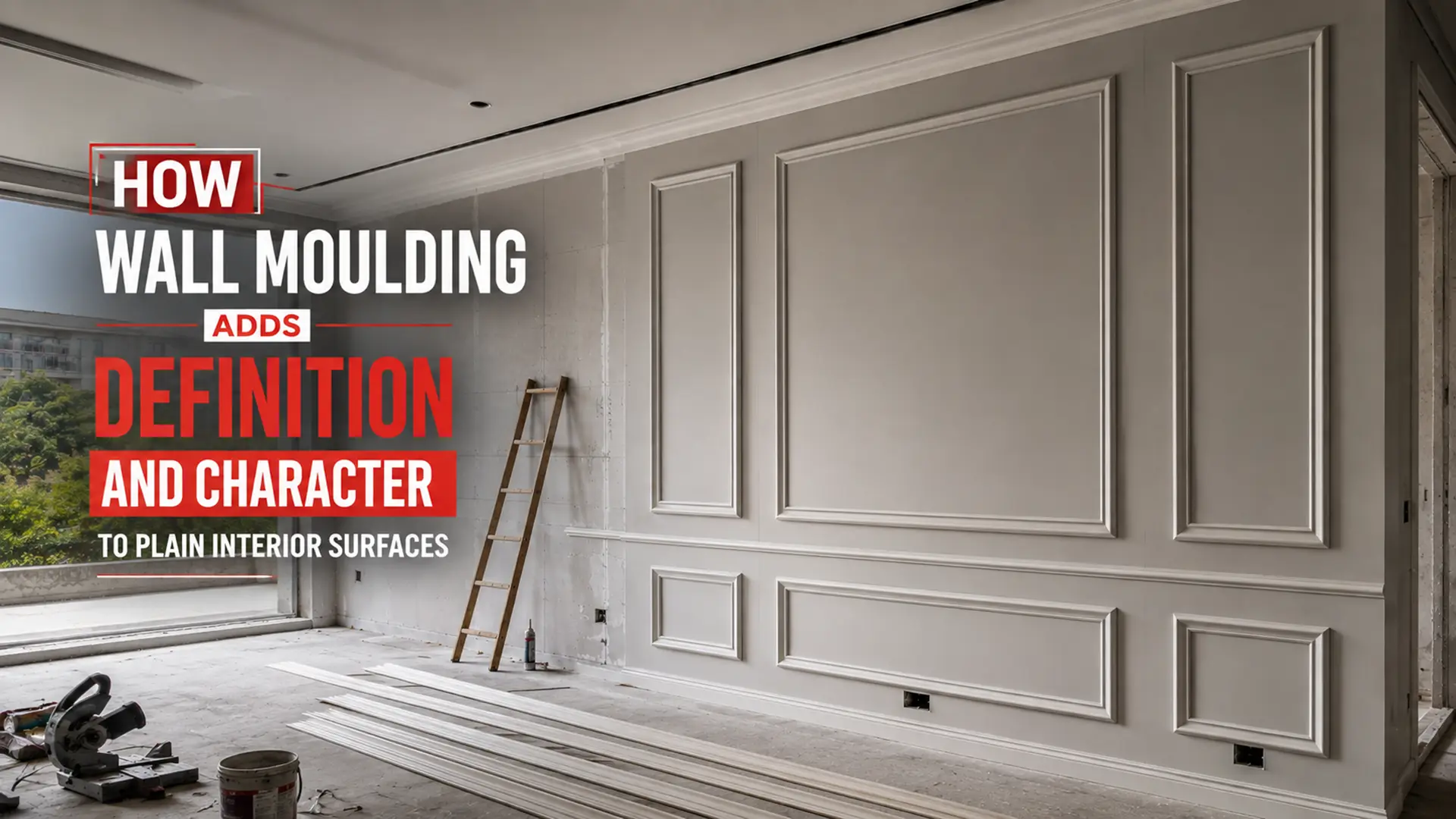 Wall Moulding installed in rectangular decorative patterns to add definition and character to a plain interior wall