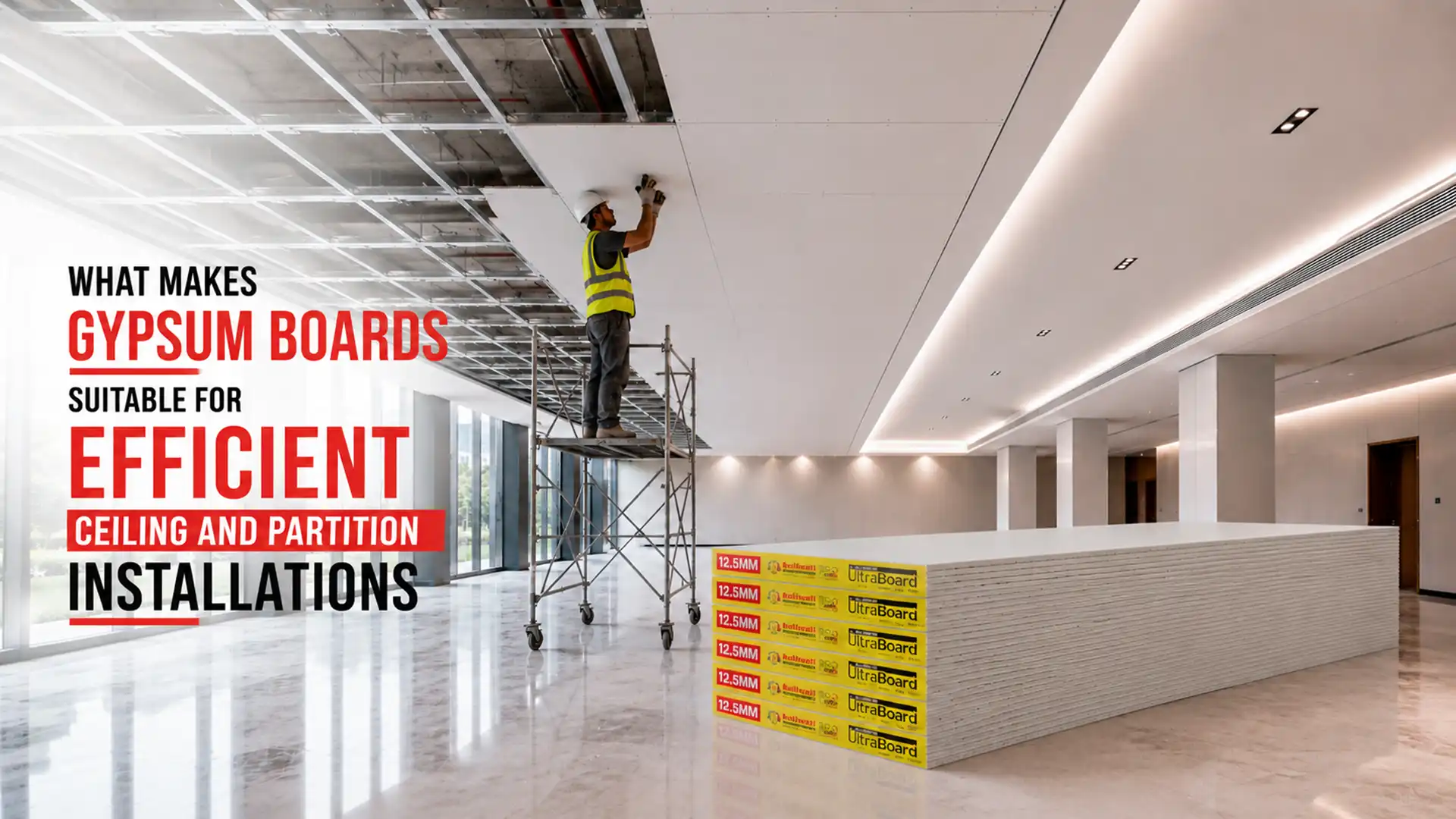 Best Gypsum Board Brand in India used for efficient gypsum ceiling installation on a metal framework