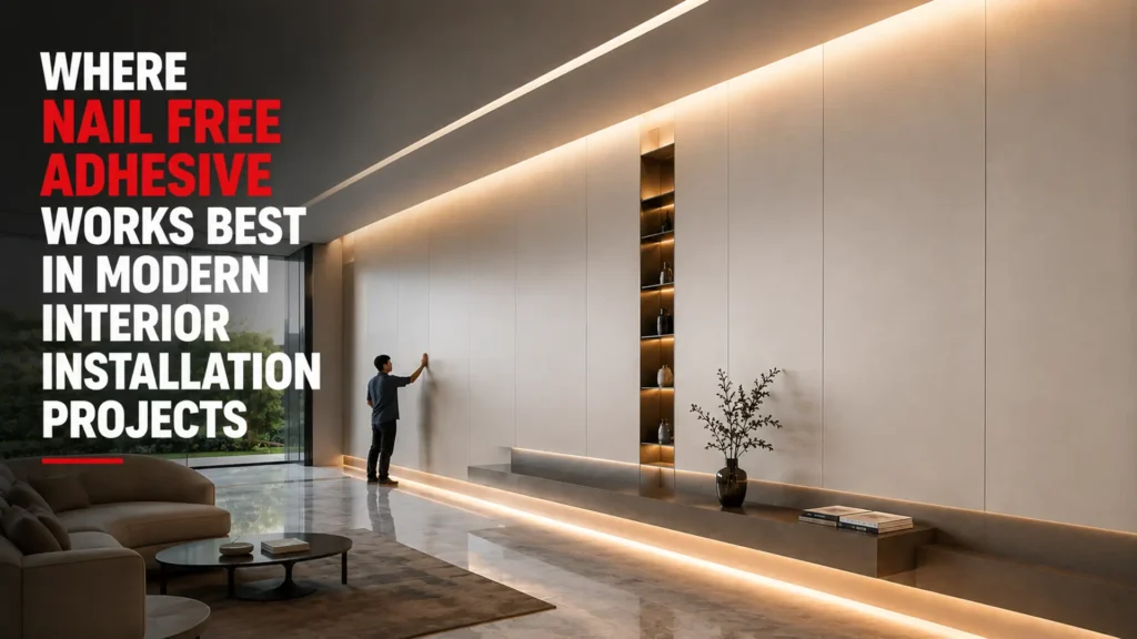 Where nail free adhesive works best in modern interior installation projects