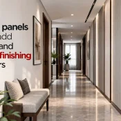PVC Panels for Walls used in a modern hallway to create textured wall surfaces with clean vertical detailing and practical interior finishing