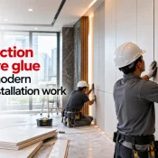 Construction Adhesive Glue used during modern interior wall panel installation to support clean alignment and secure fixing