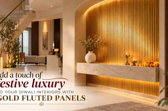 Add a touch of festive luxury to your Diwali interiors with gold fluted panels