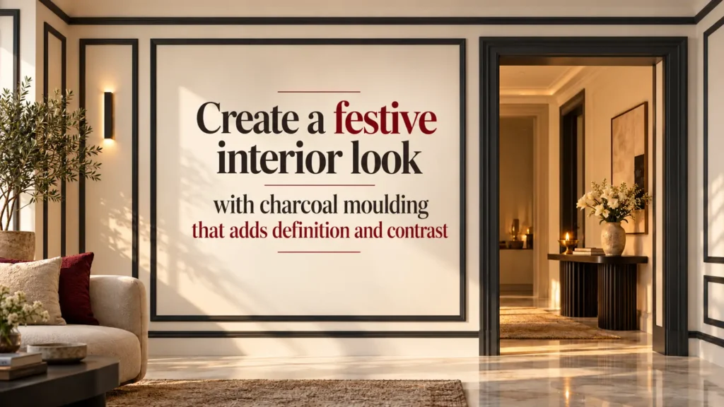 Create a festive interior look with charcoal moulding that adds definition and contrast