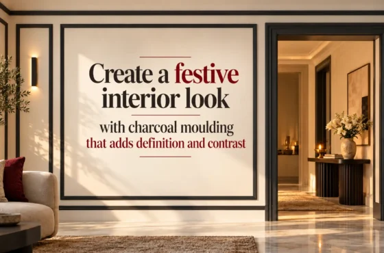 Create a festive interior look with charcoal moulding that adds definition and contrast