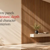 Louvre Panel used as a full-height decorative wall feature in a modern interior to add vertical texture, depth, warmth, and visual character
