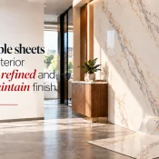 Marble Sheet for Wall used in a modern interior to create a polished marble-look surface with elegant veining and easy-to-maintain finishing